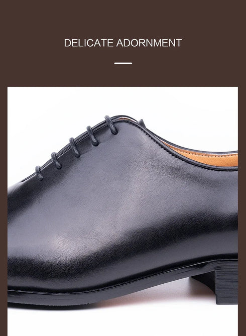 Men's Leather Casual Oxford Shoes Comfortable Lace-Up Business Footwear